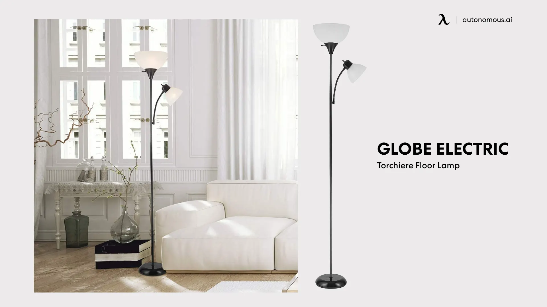 Globe Electric Torchiere Floor Lamp - corner light
