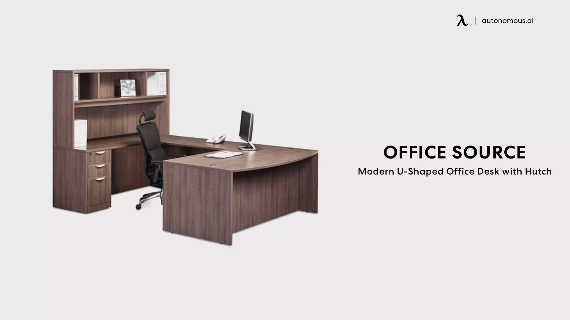 Modern U-Shaped Office Desk with Hutch
