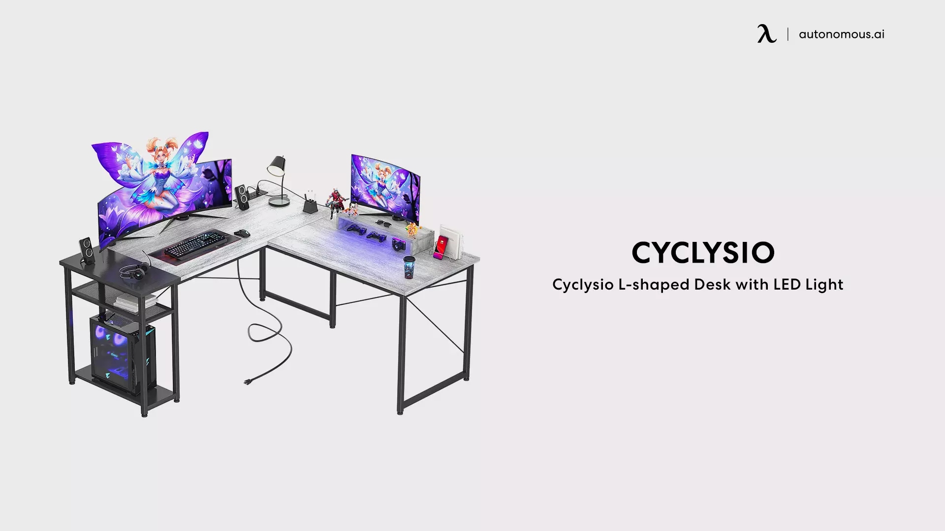 Cyclysio L-shaped Desk with LED Light