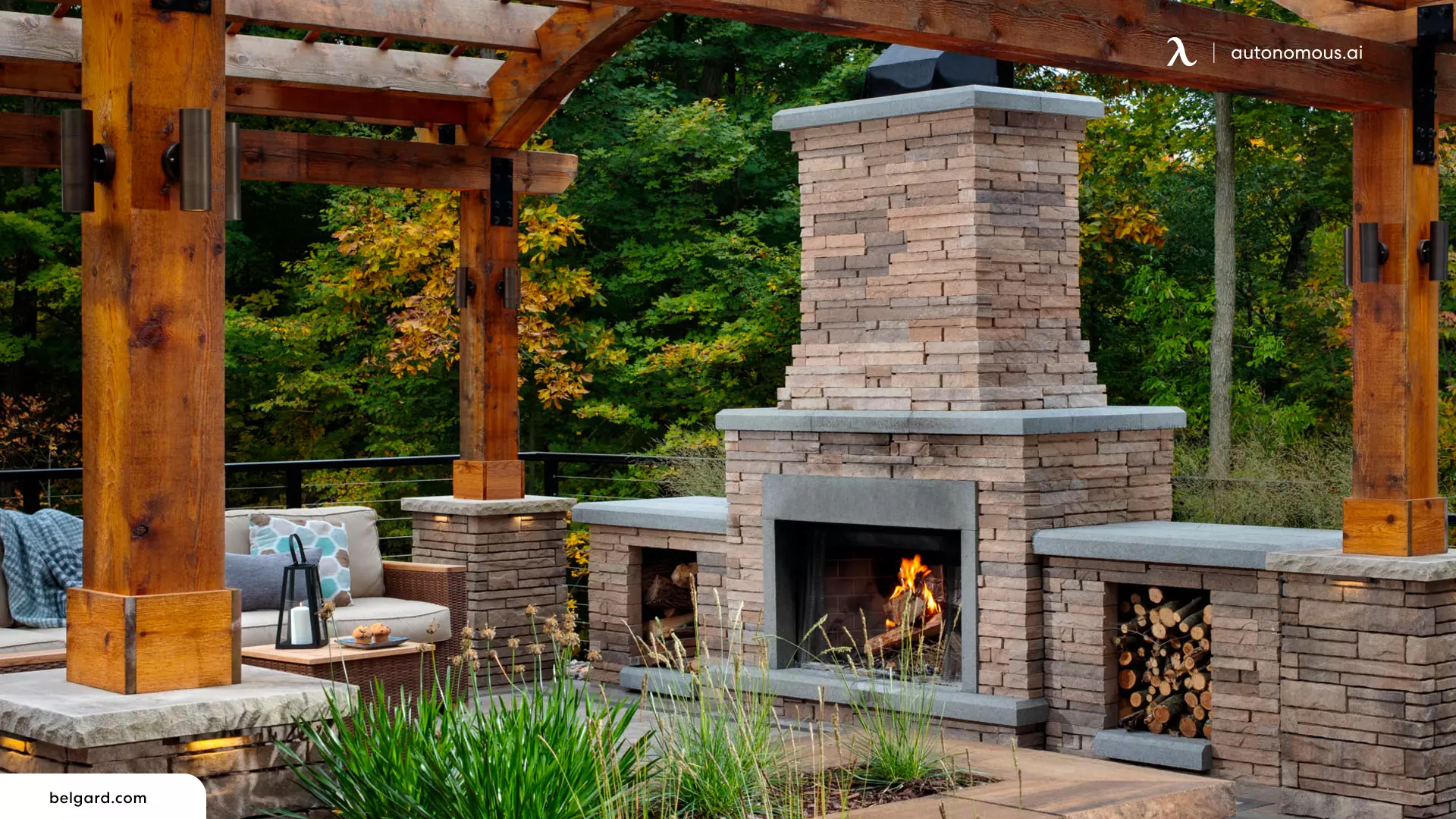Outdoor Fireplace - minimalist backyard