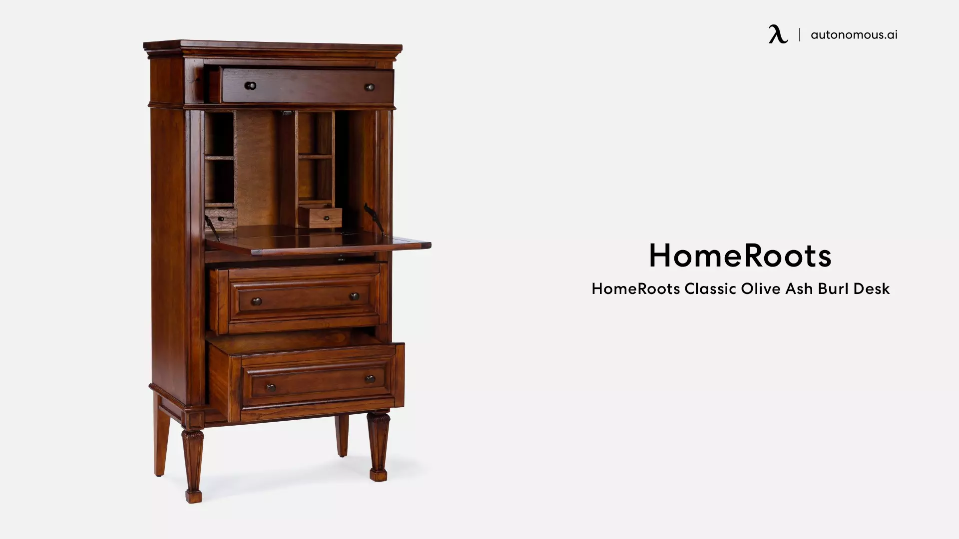 HomeRoots Classic Olive Ash Burl Desk