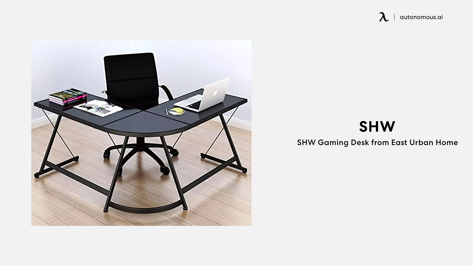 SHW Gaming Desk Computer L-Shape Studio Table