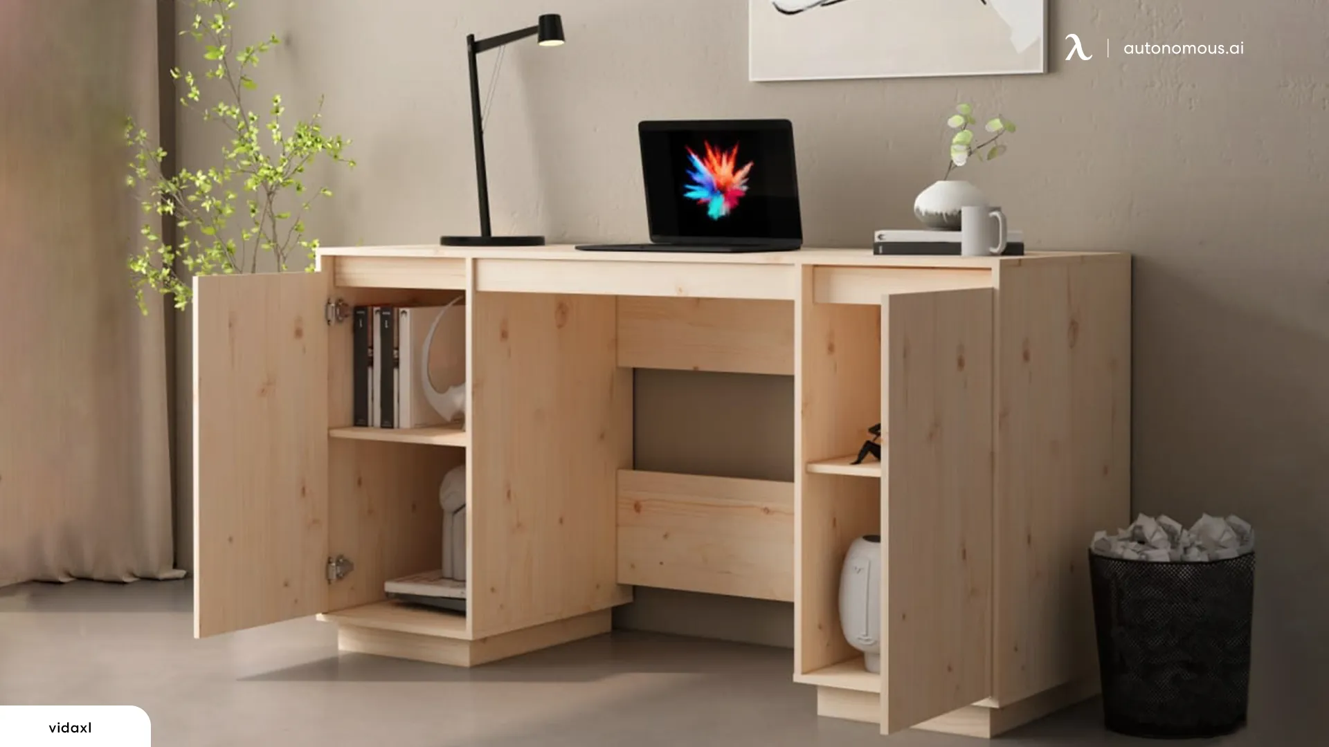 vidaXL Solid Wood Pine Desk