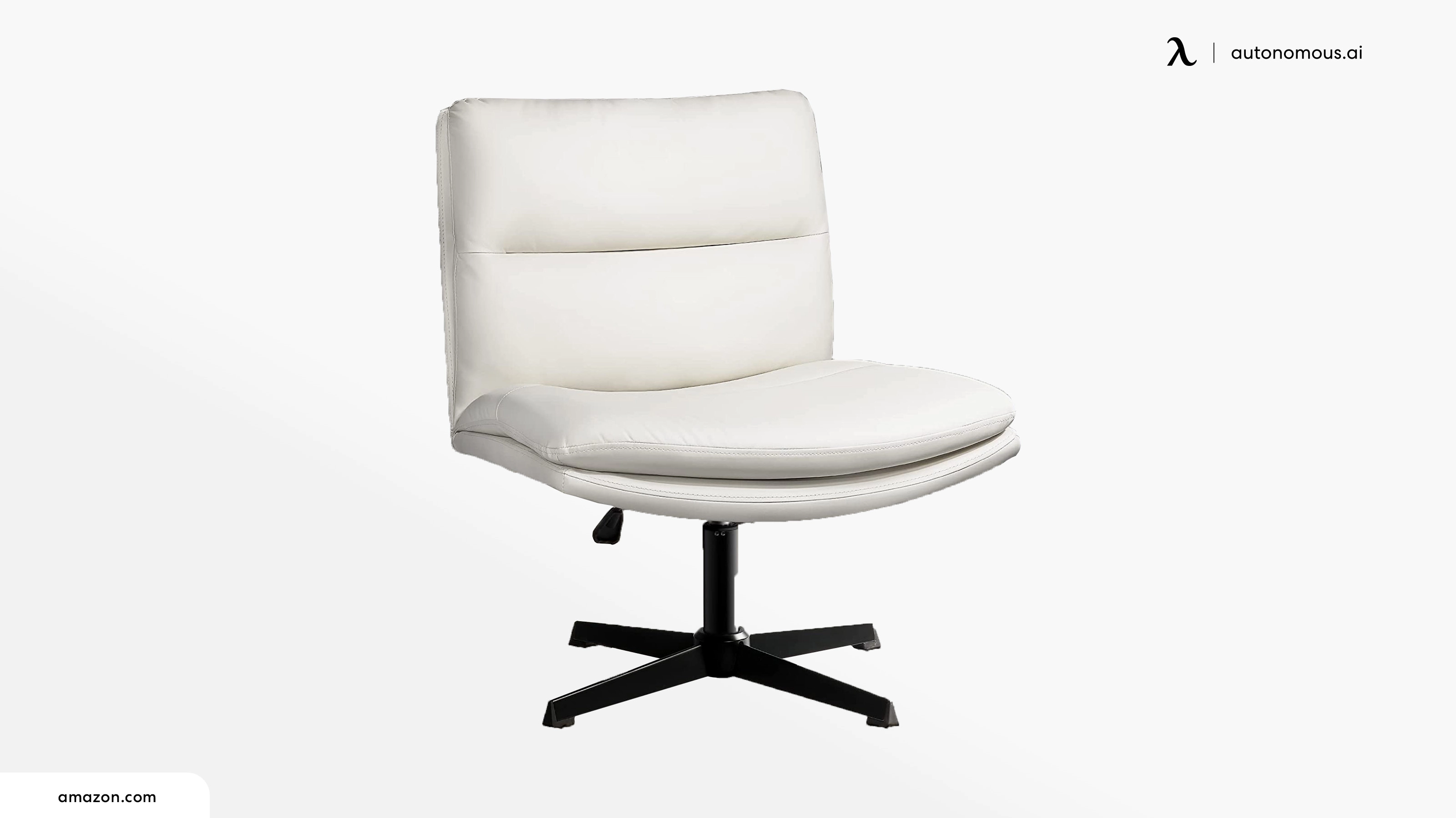 LEMBERI PU Leather Armless Cross-Legged Office Chair, No Wheels