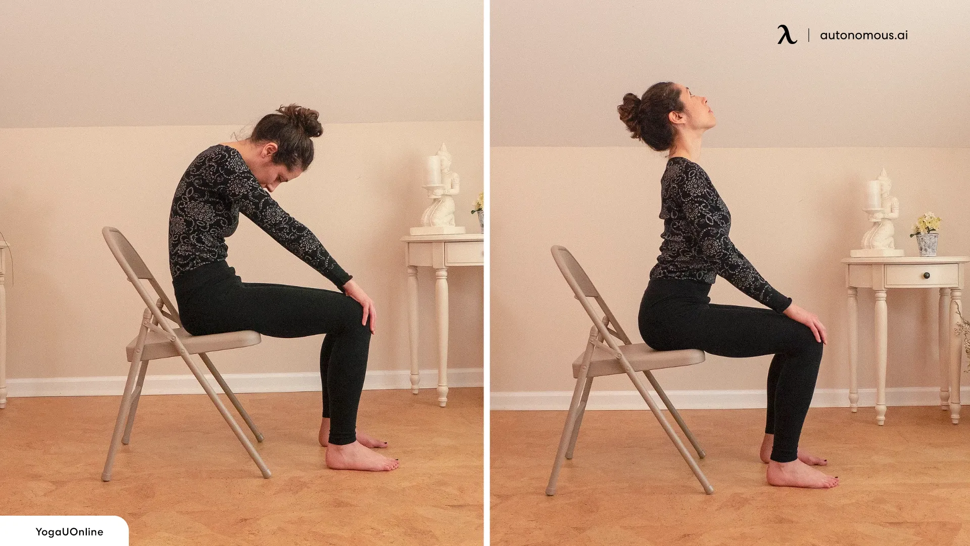 Chair Cat and Cow Pose - chair yoga for weight loss