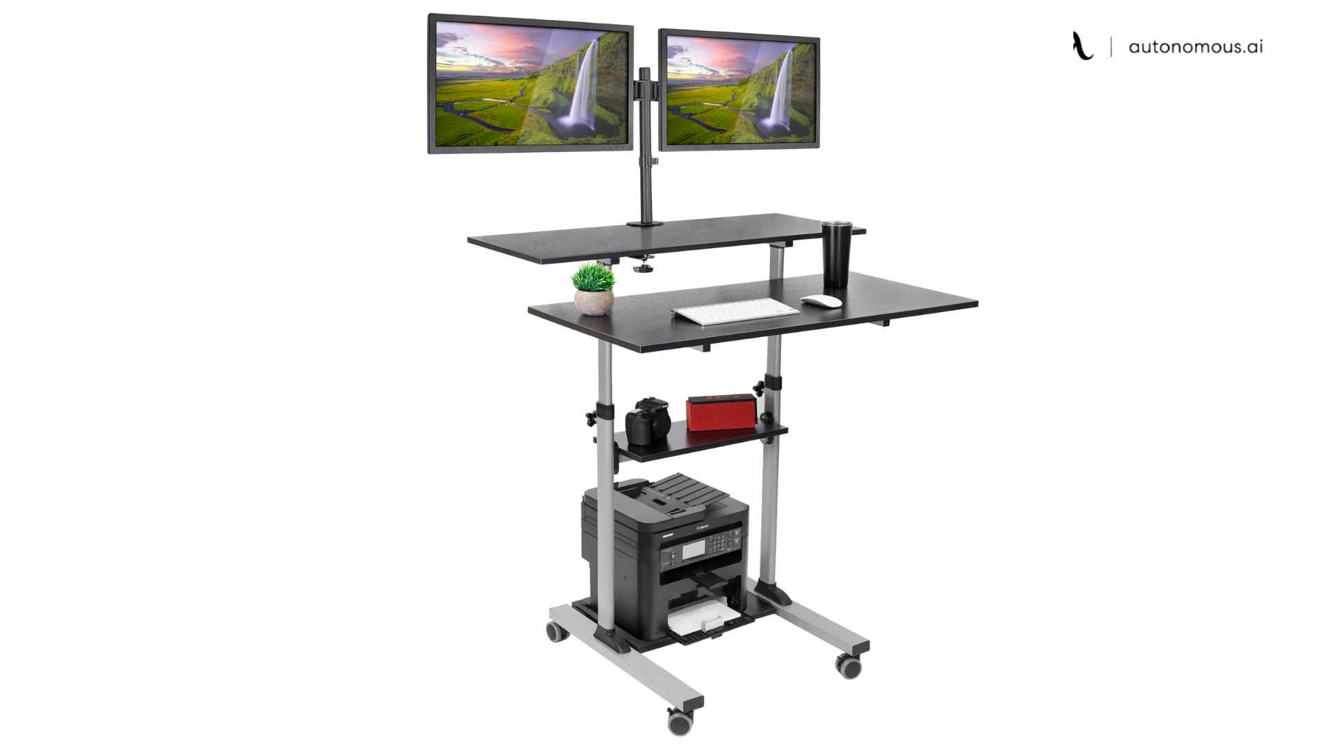 Mount-It! Large Height Adjustable Rolling Stand up Desk: w/ Monitor Mount