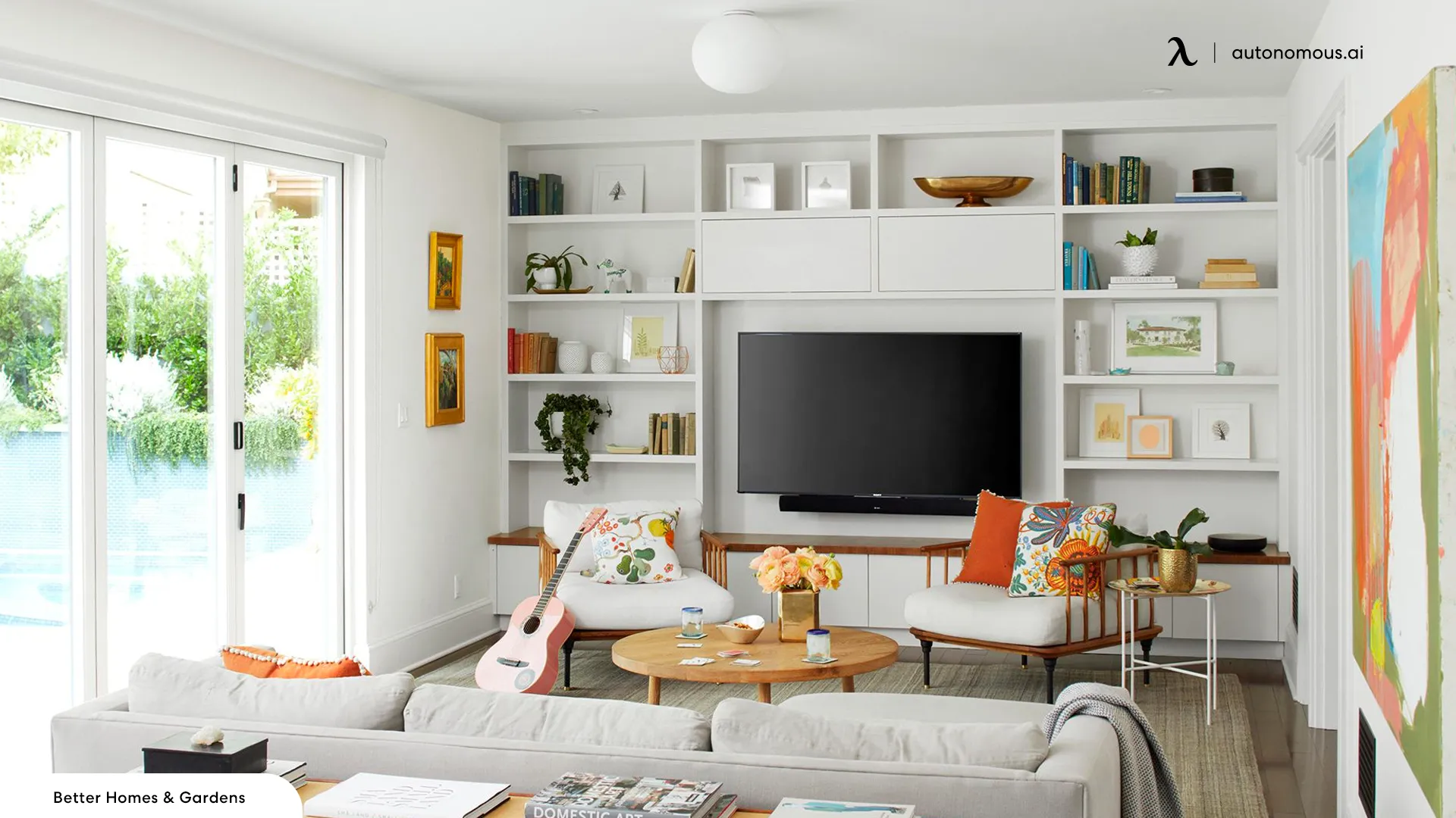 Integrate TV with a Storage Shelf - high shelf ideas