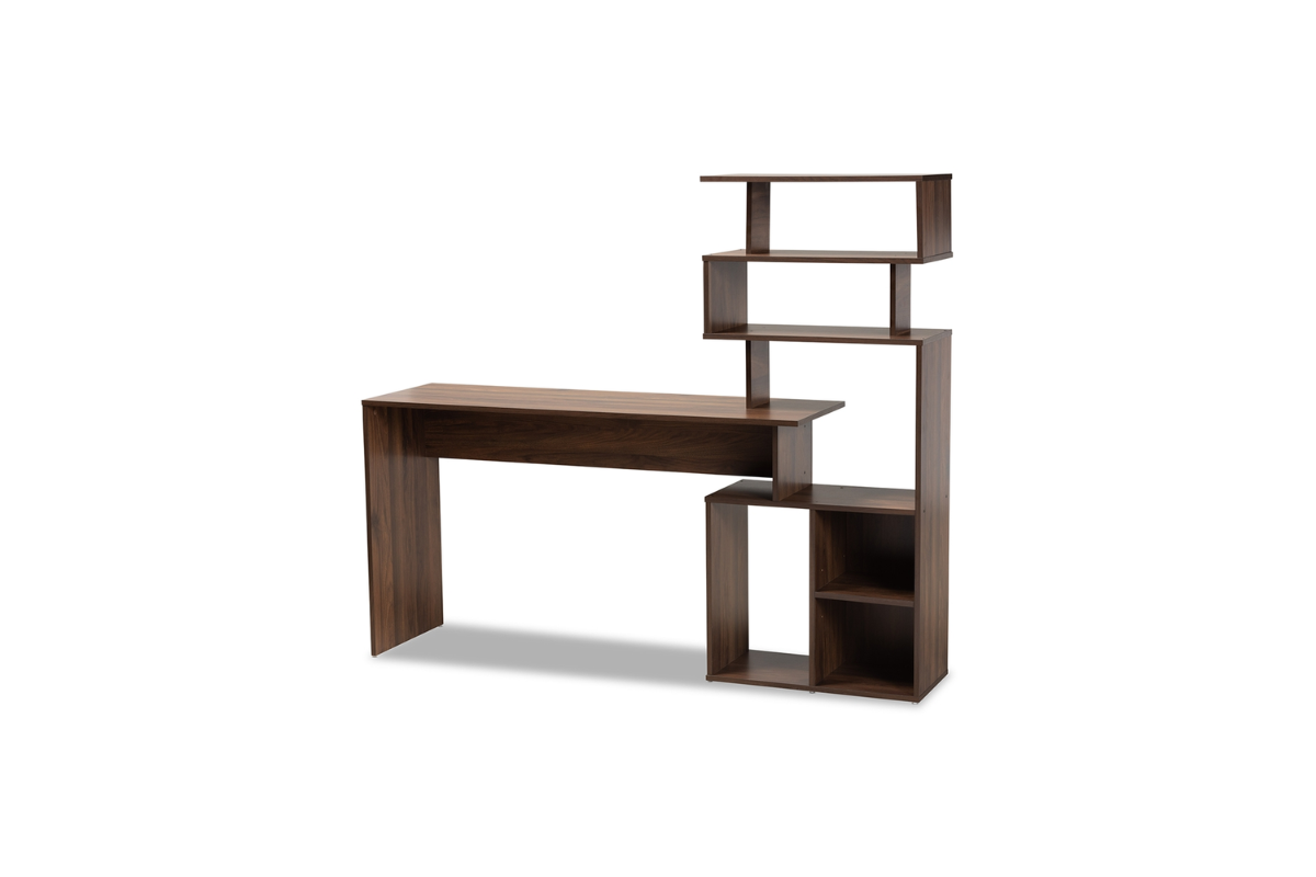 Skyline Decor Walnut Brown Wood Storage Desk: Shelves