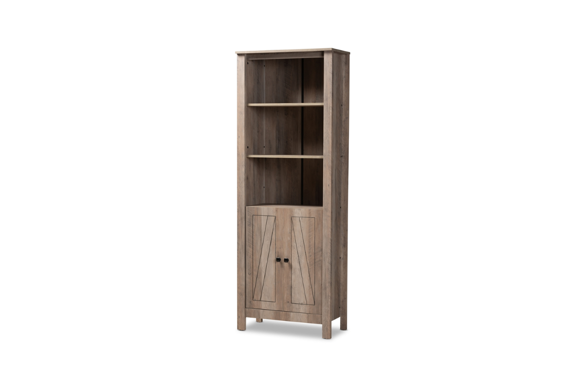 Skyline Decor Natural Oak Finished Wood: 2-door Bookcase