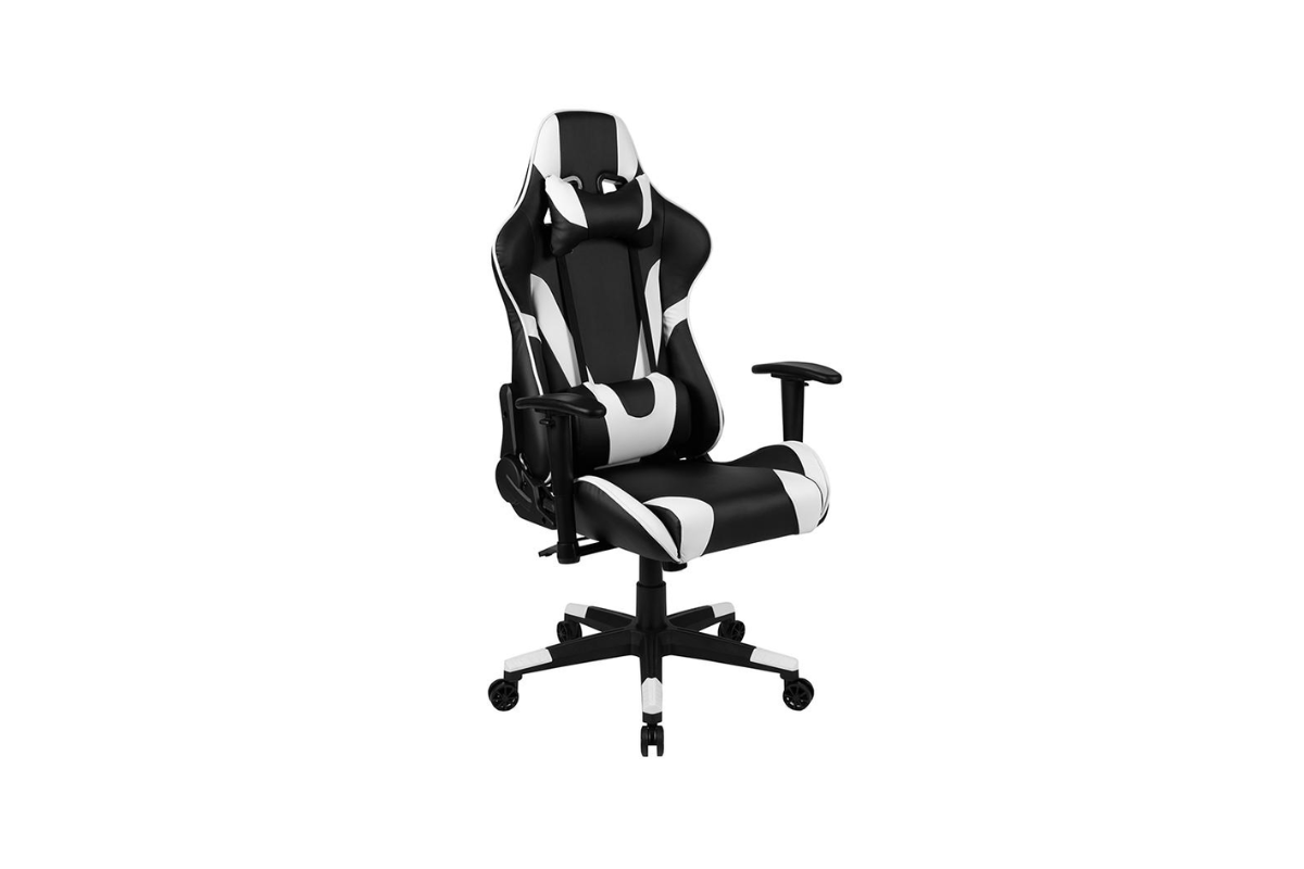 Flash Furniture X20 Gaming Chair Racing Office Computer Pc Adjustable Chair With Reclining Back And Transparent Roller Wheels In Gray Leathersoft