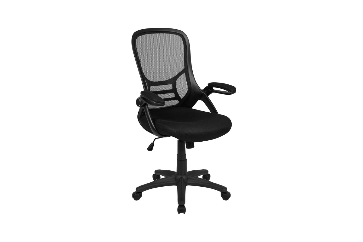 High Back Office Chair With Black Frame And Flip Up Arms   1 0 1666787410 