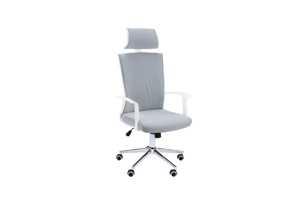 Trio Supply House White-Grey Fabric High Back Chair