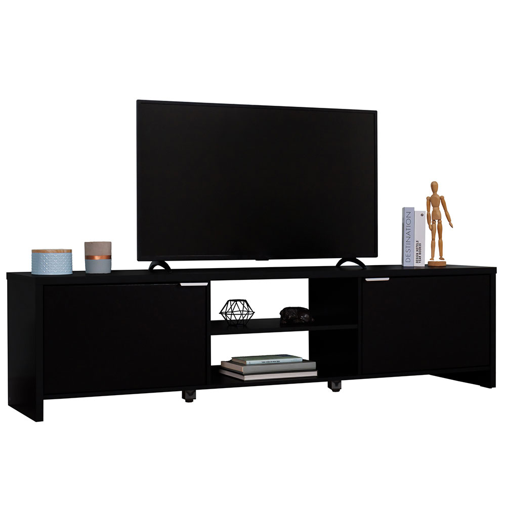Madesa White TV Stand With Storage - Perfect For 50-55 Inch TVs, 2 Doors & Shelves, Cable Management