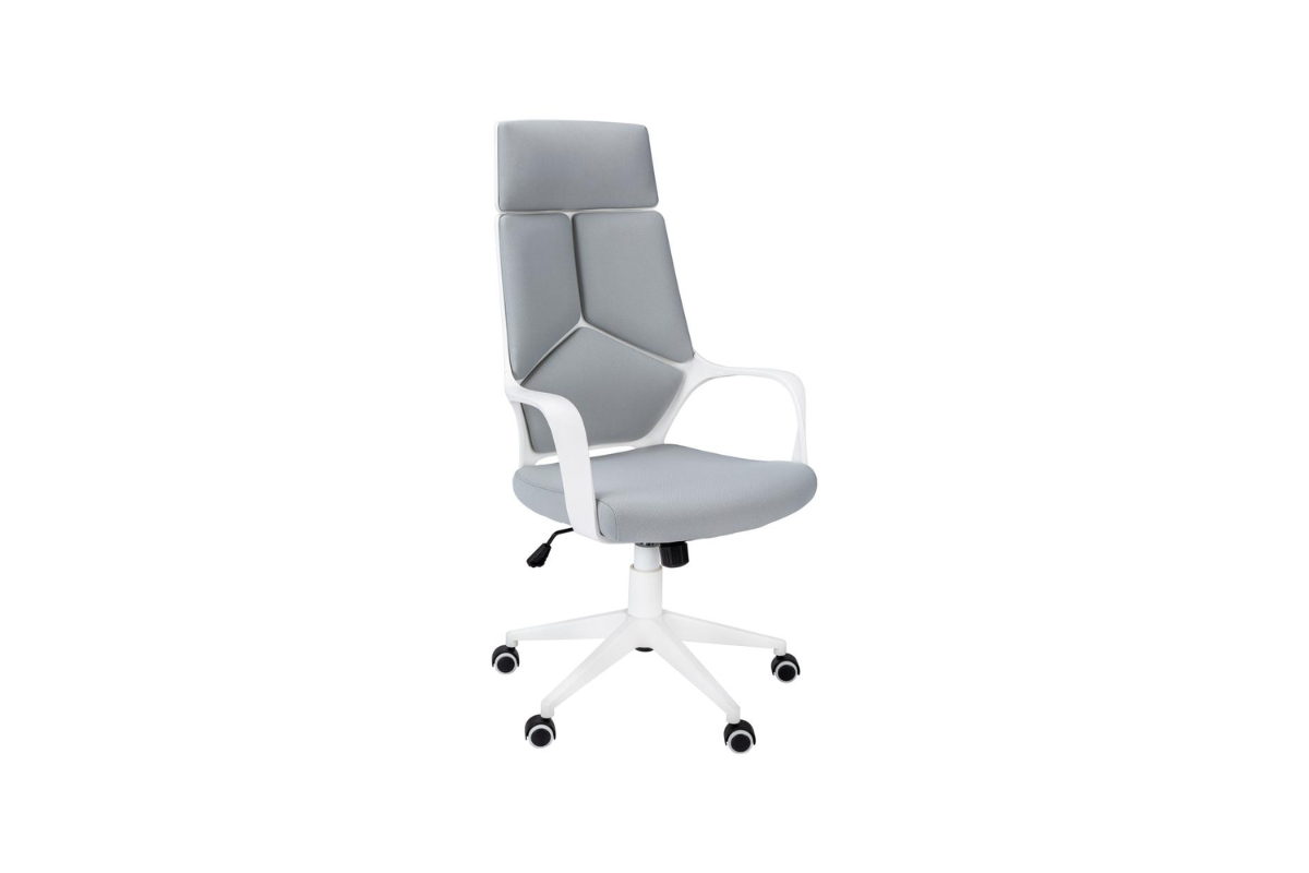 Trio Supply House Office Chair: Contemporary White Grey Fabric