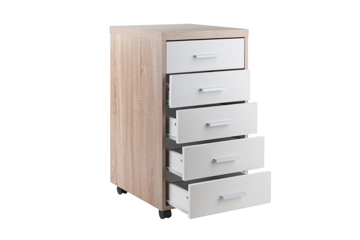 Skyline Décor Kenner 5Drawer Reclaimed Wood and White
