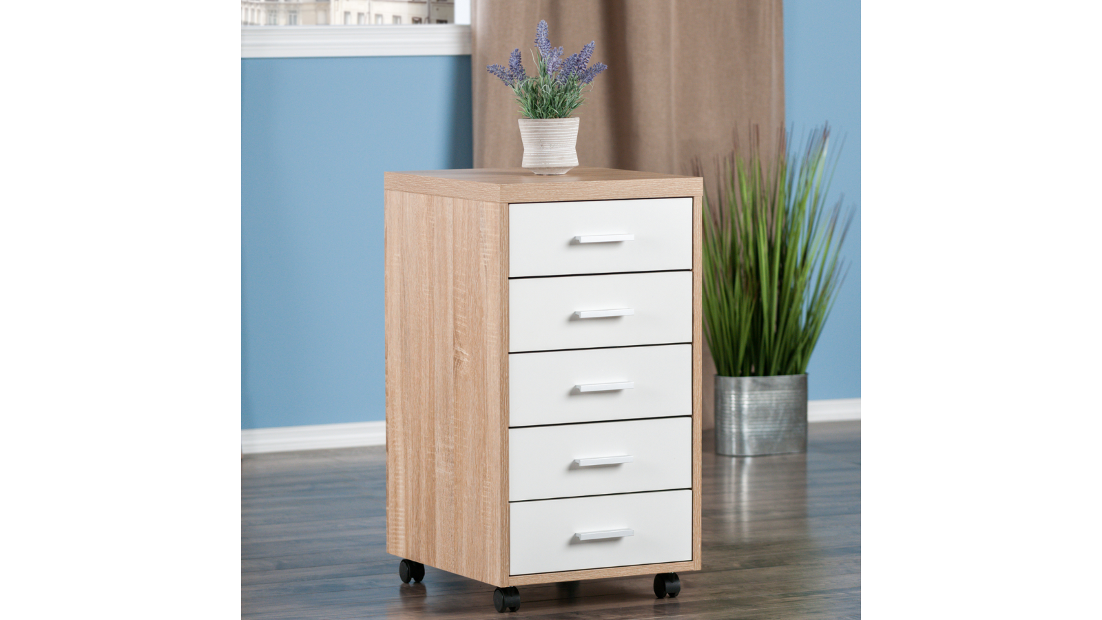 Skyline Décor Kenner 5-Drawer Cabinet, Reclaimed Wood and White