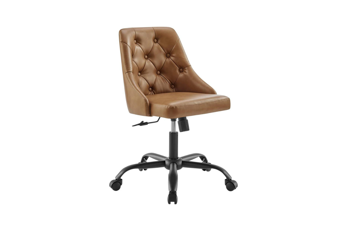 Trio Supply House Distinct Tufted Swivel Vegan Leather Office Chair