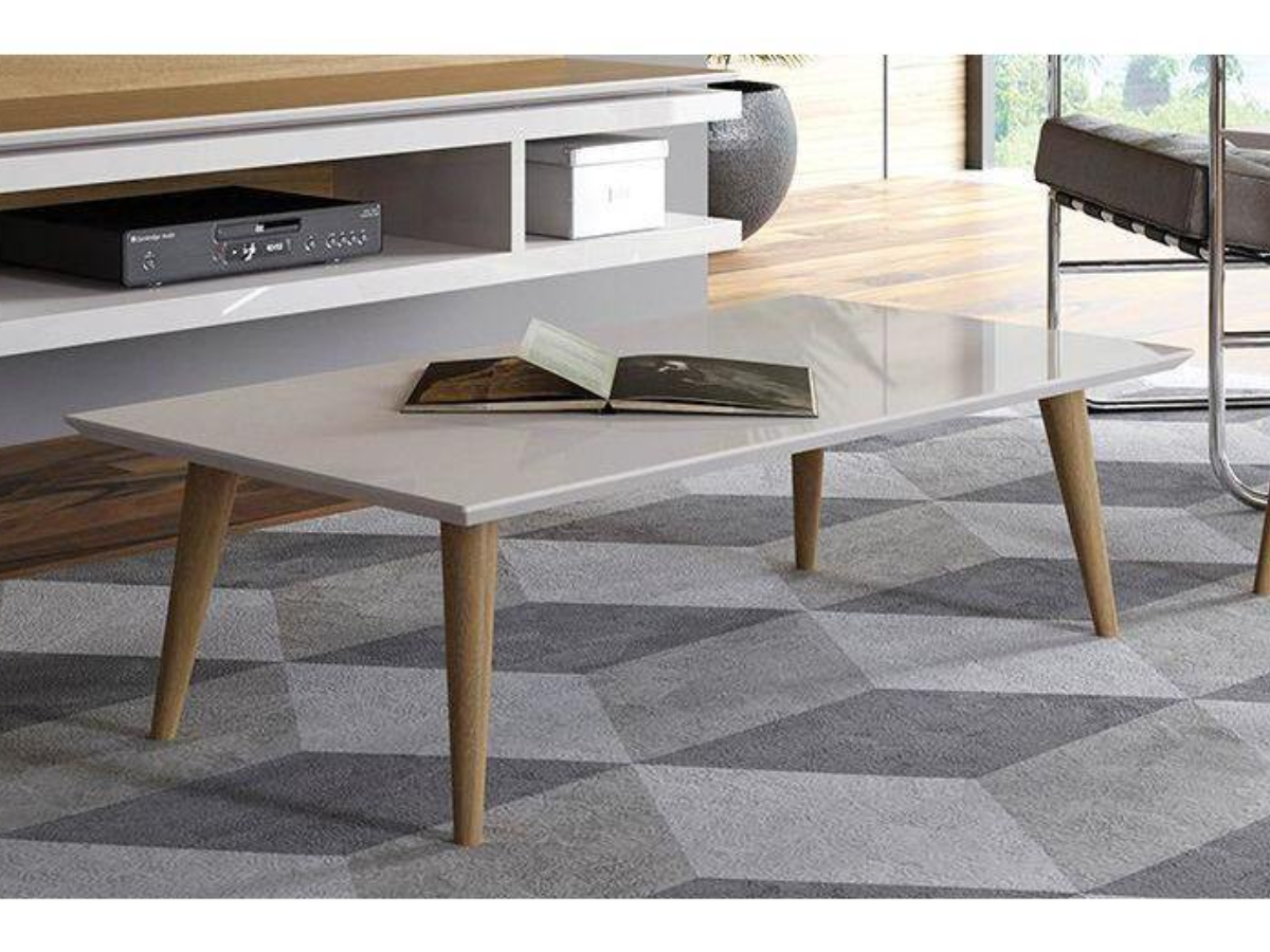 Skyline White Rectangle Coffee Table: 11.81" High