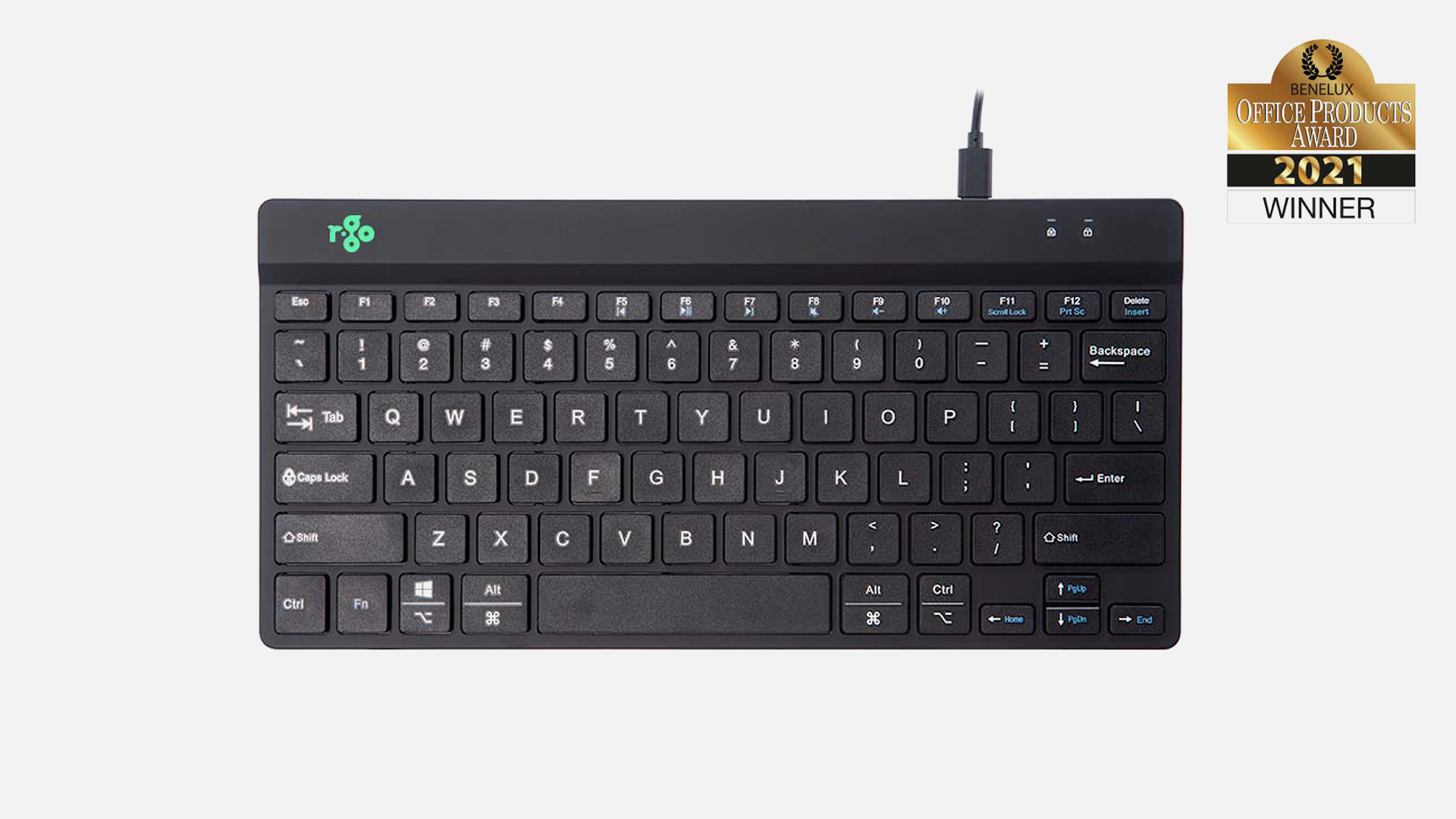 R-Go-Tools Ergonomic Break Compact Keyboard with LED Signals