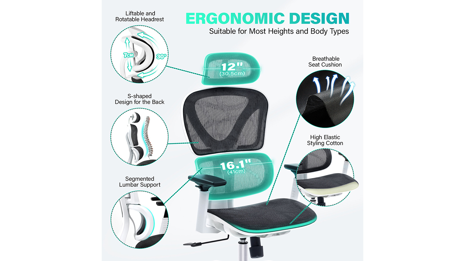 Car Chair Lumbar Support Mesh Back Cushion Double Mesh Lumbar Cushion Air  Flow Breathable Back Support Cushion