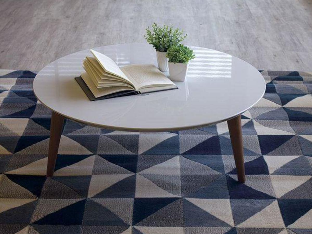 Skyline Decor Round Low Coffee Table: Off White