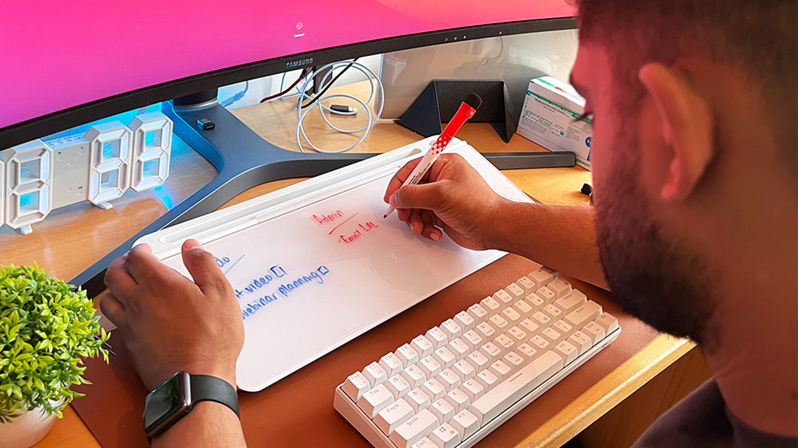 Glass Desktop Buddy Whiteboard! Smart Bros. Aus 🇦🇺 FREE POSTAGE! Desk  Buddy ⌨️
