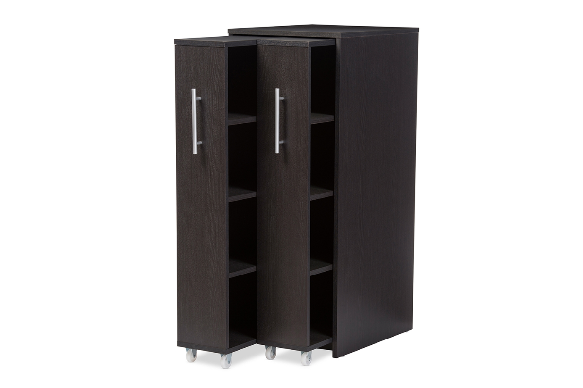 Skyline Decor Dark Brown Wood Bookcase: Pulled-out Doors