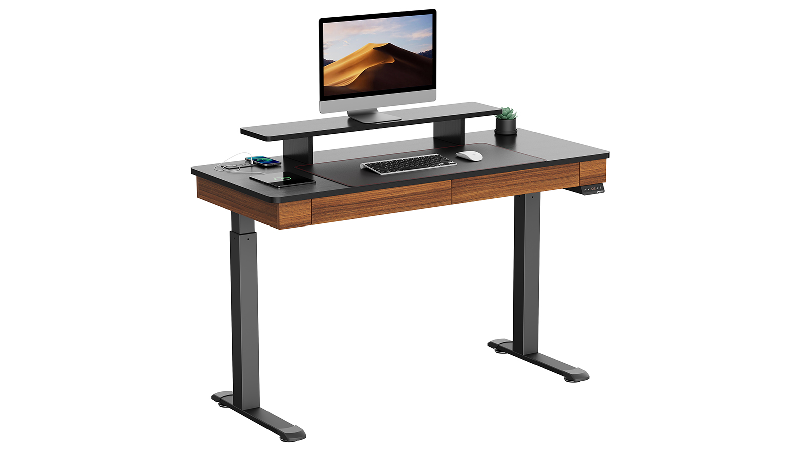 Eureka Electric Standing Desk With Double Drawers and Monitor Stand