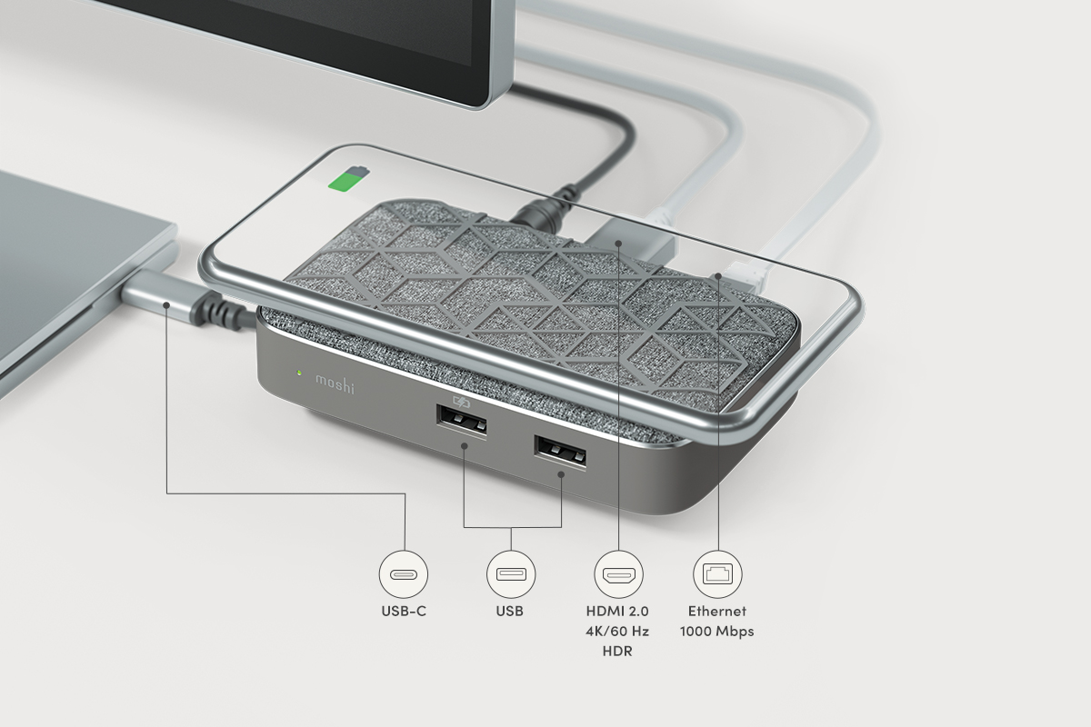 Moshi Symbus Q Compact USB-C Dock with Wireless Charging