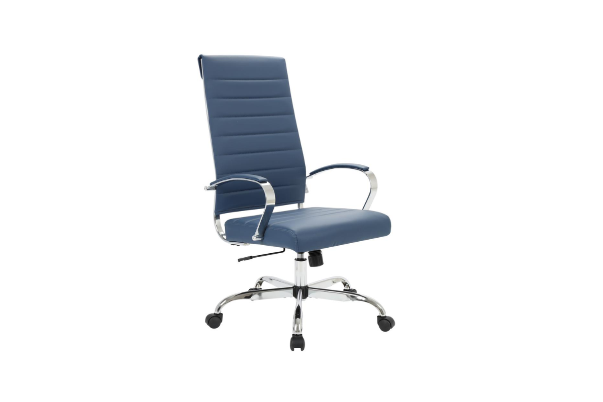 Navy blue leather online desk chair