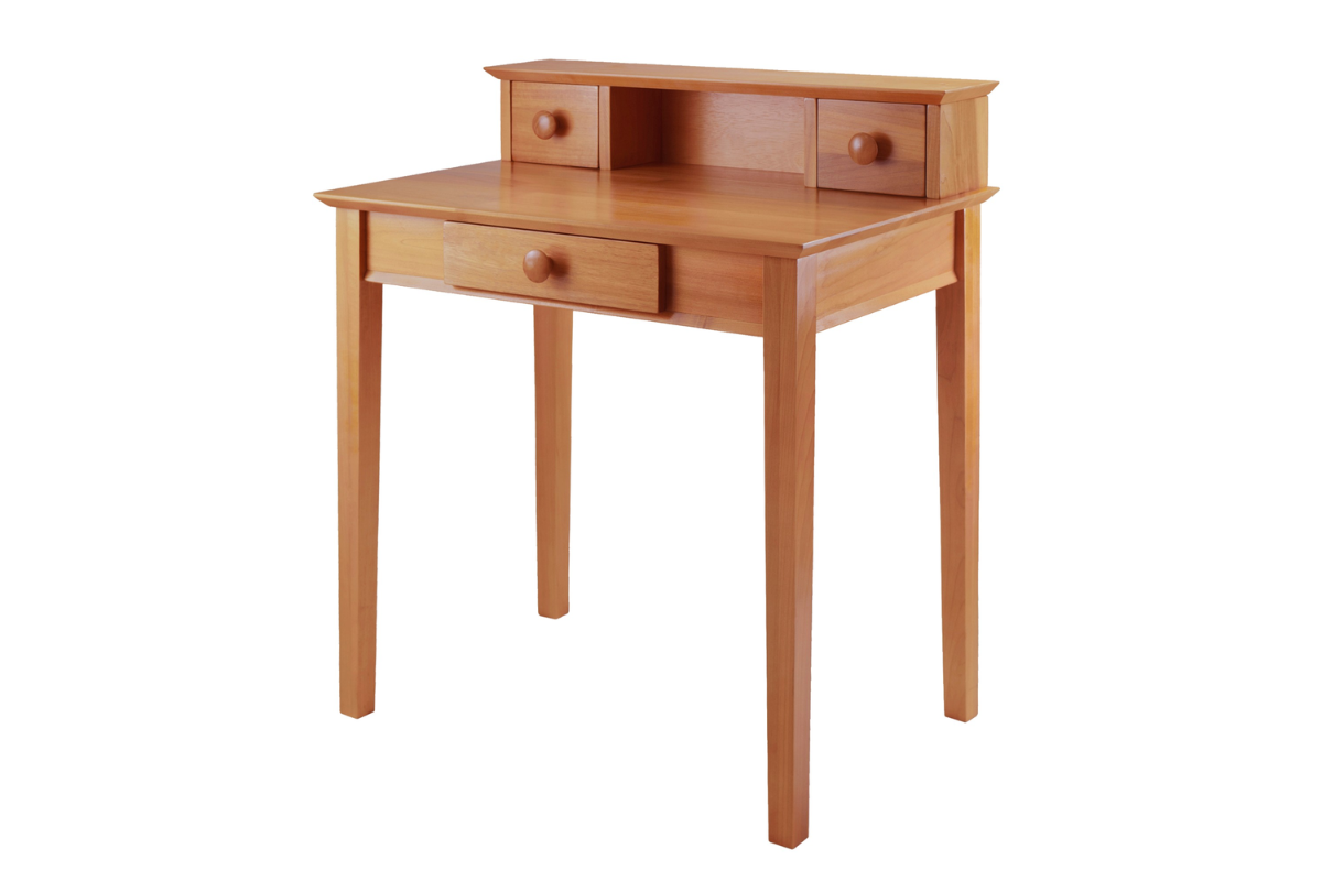 Writing Desk with 7 Drawers, Home Office Desk with Hutch,Student Desk Study  Table with Solid Pine Wood Legs,Small White Desk 