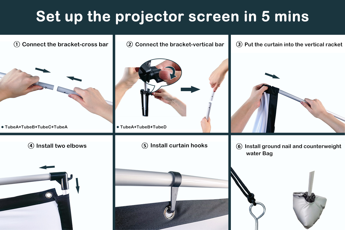 Artlii Projector Screen and Stand 120 inch Indoor Outdoor