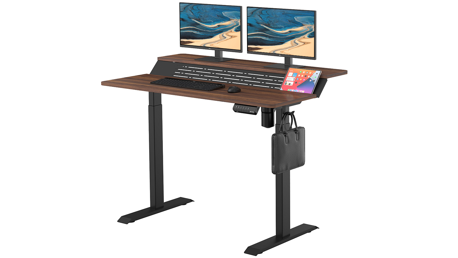 FENGE 2-tier Standing Desk: Tablet Stand &amp; USB Ports