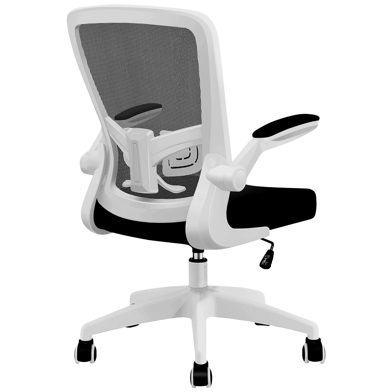 KERDOM Office Chair with Adjustable Lumbar Support - Black/White