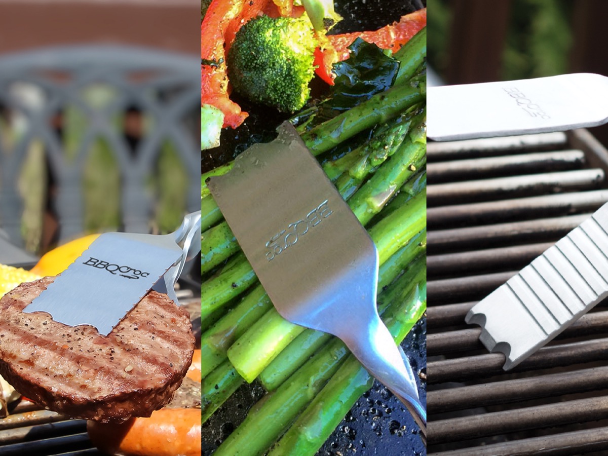 BBQ Croc 3 in 1 Barbecue Tool 18inch Tongs, Spatula and Scraper