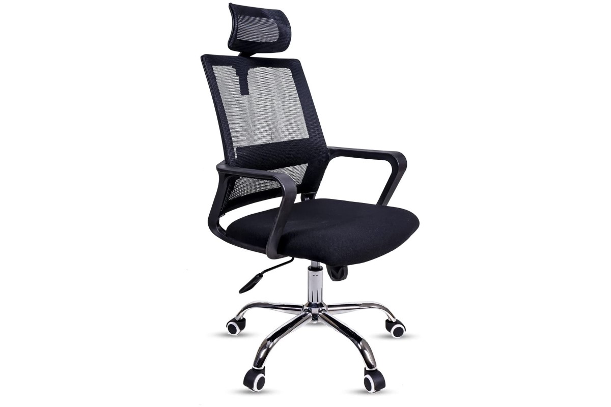 US OFFICE ELEMENTS Ergonomic Office Chair: Head Rest & Lumbar Support