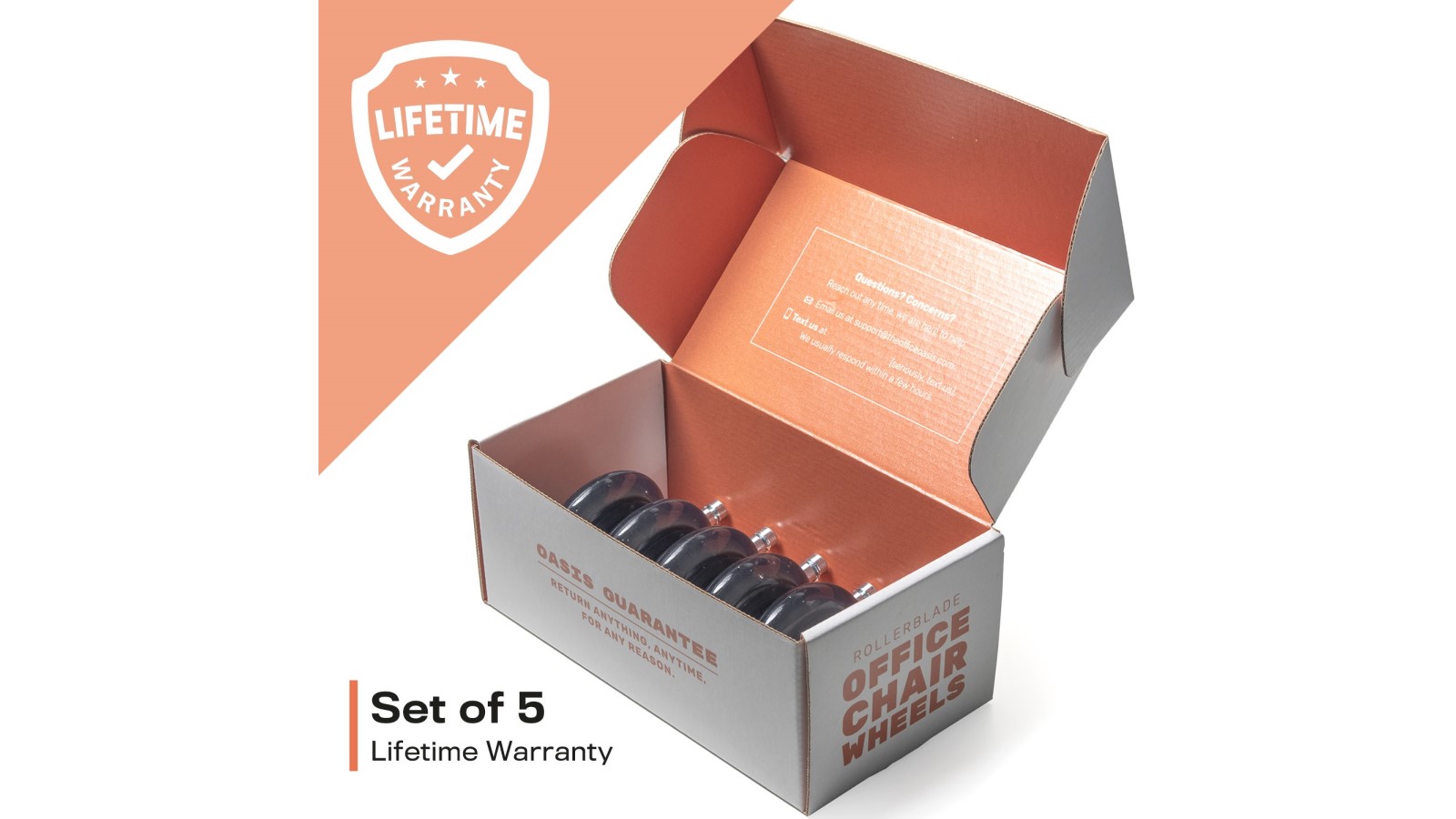 The Office Oasis Rollerblade Office Chair Wheels for Hardwood