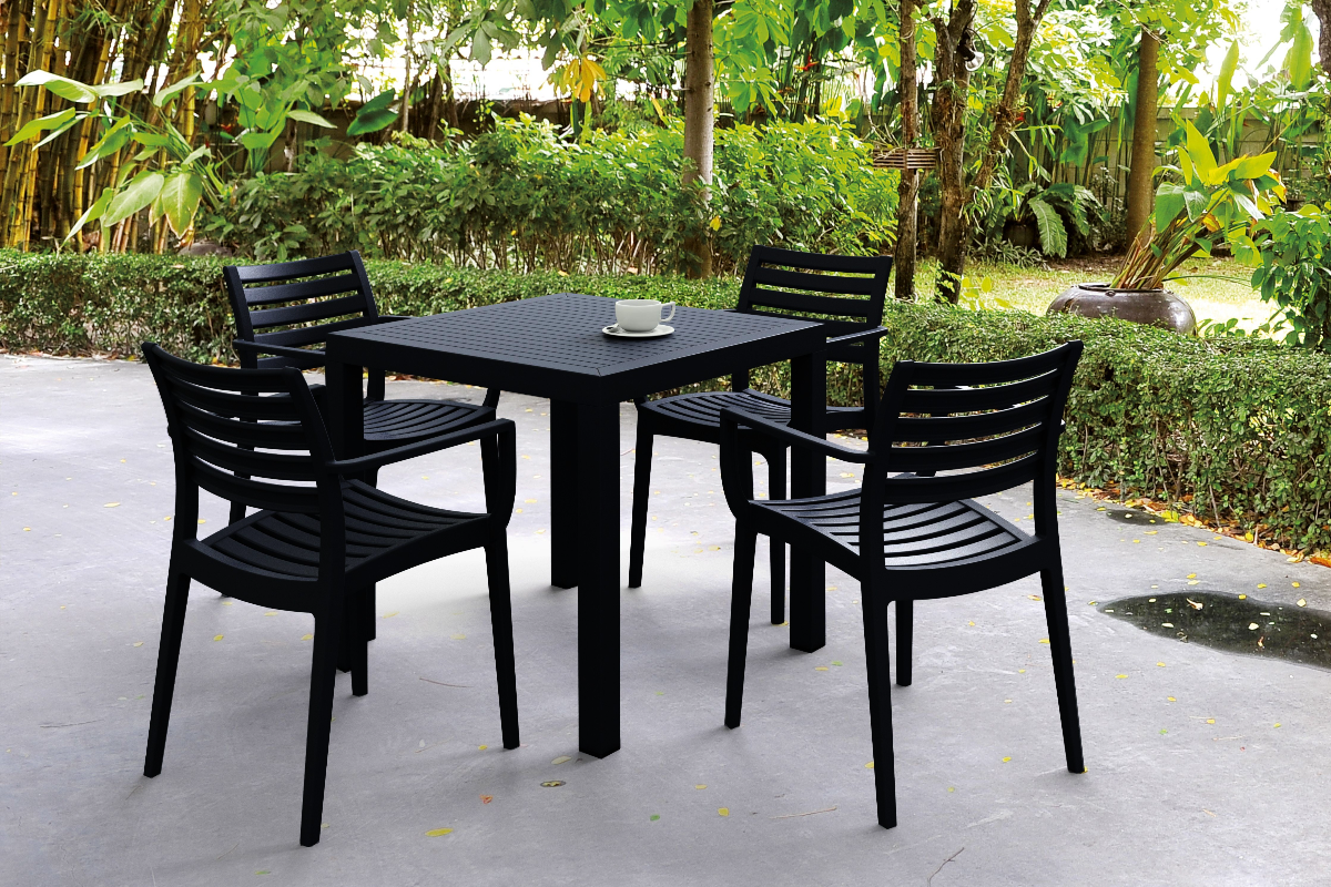 Artemis Resin Square Dining Set with 4 Arm Chairs