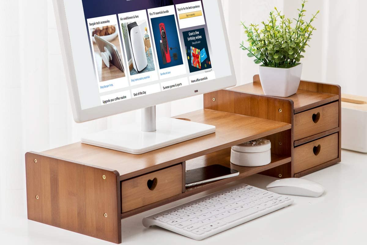 Maydear Bamboo Monitor Stand (heart) desktop monitor stand