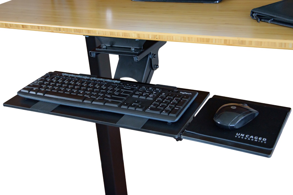 Uncaged Ergonomics KT2 Ergonomic Keyboard Tray - Raise Keyboards Above Desk  Height - Standing Desk Keyboard Tray - Negative Tilt - Black in the Office  Accessories department at