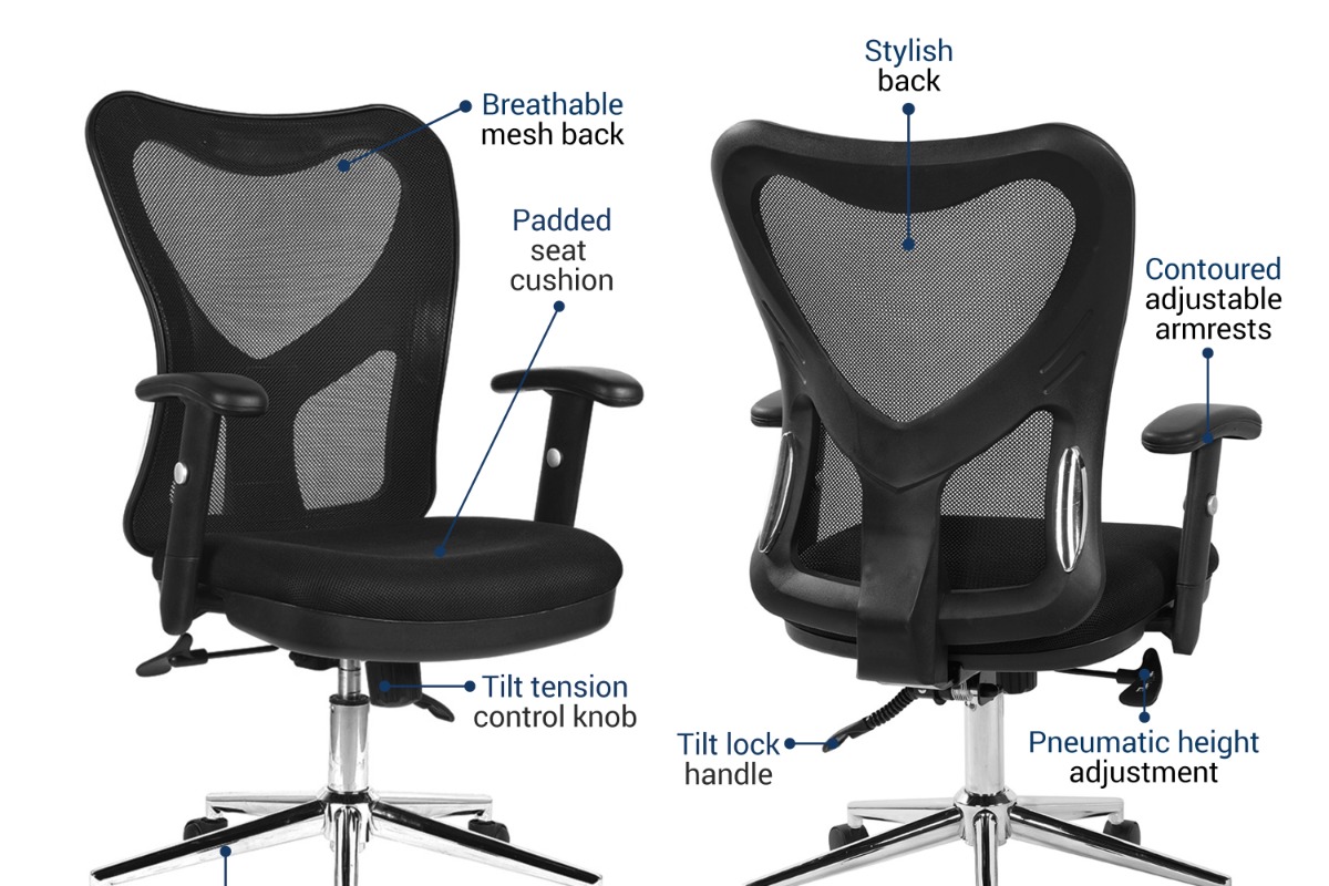 Techni Mobili High Back Mesh Office Chair w/Chrome