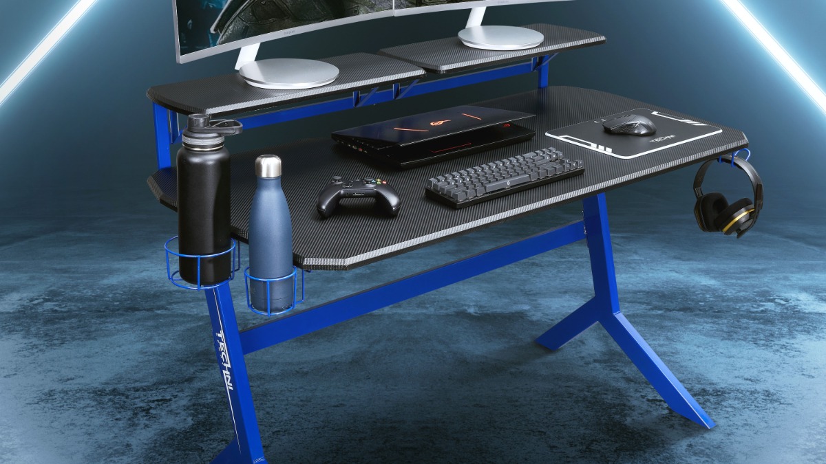 Techni Mobili Blue Stryker Gaming Desk