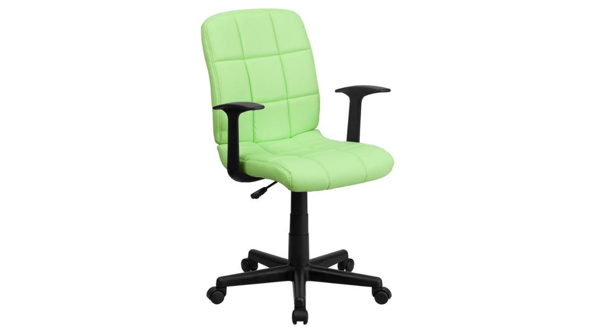 Skyline Decor Quilted Vinyl Swivel Task Office Chair: with Arms