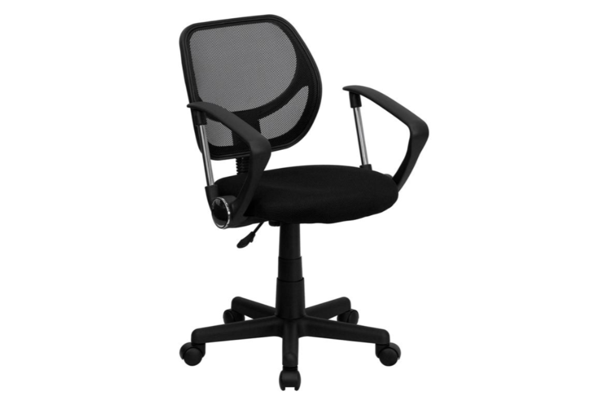 Low Back Mesh Swivel Task Office Chair with Curved Square Back and Arm