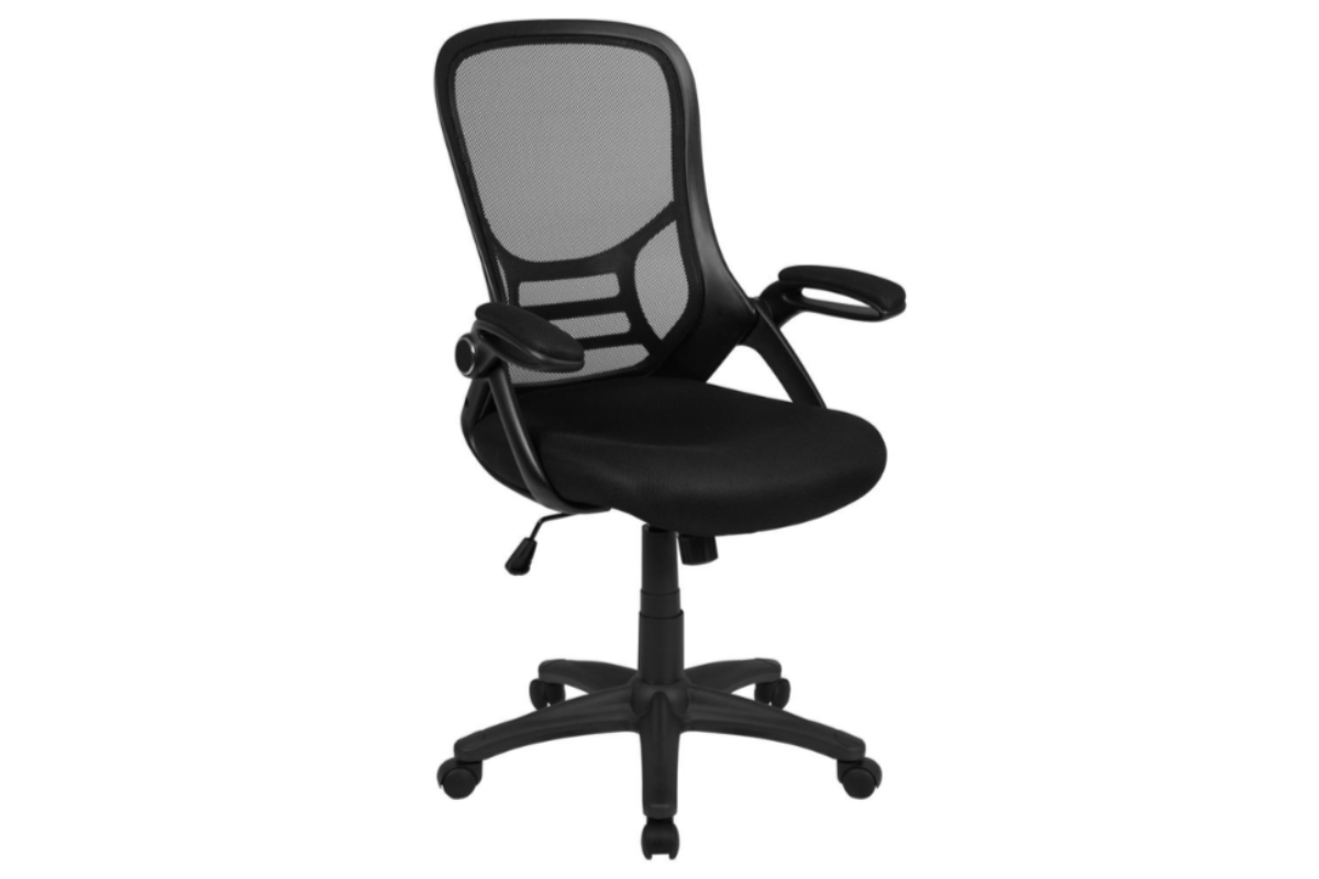 Skyline Decor High Back Office Chair with Black Frame: Flip-up Arms