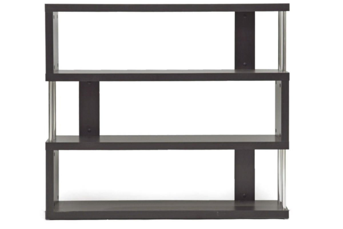 Skyline Decor Barnes Modern Three-Shelf Bookshelf: Chromed steel side