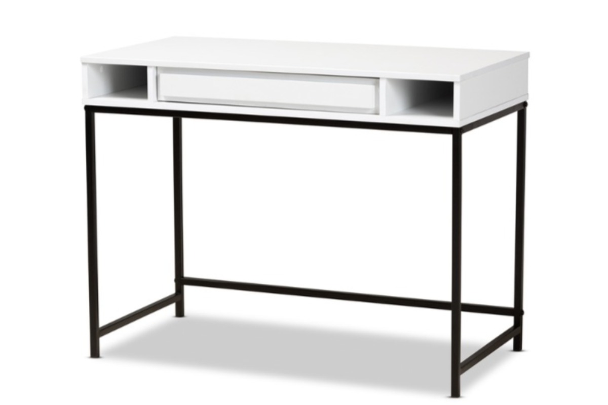 Skyline Decor White Finished Wood And Black Metal: 1-drawer Desk