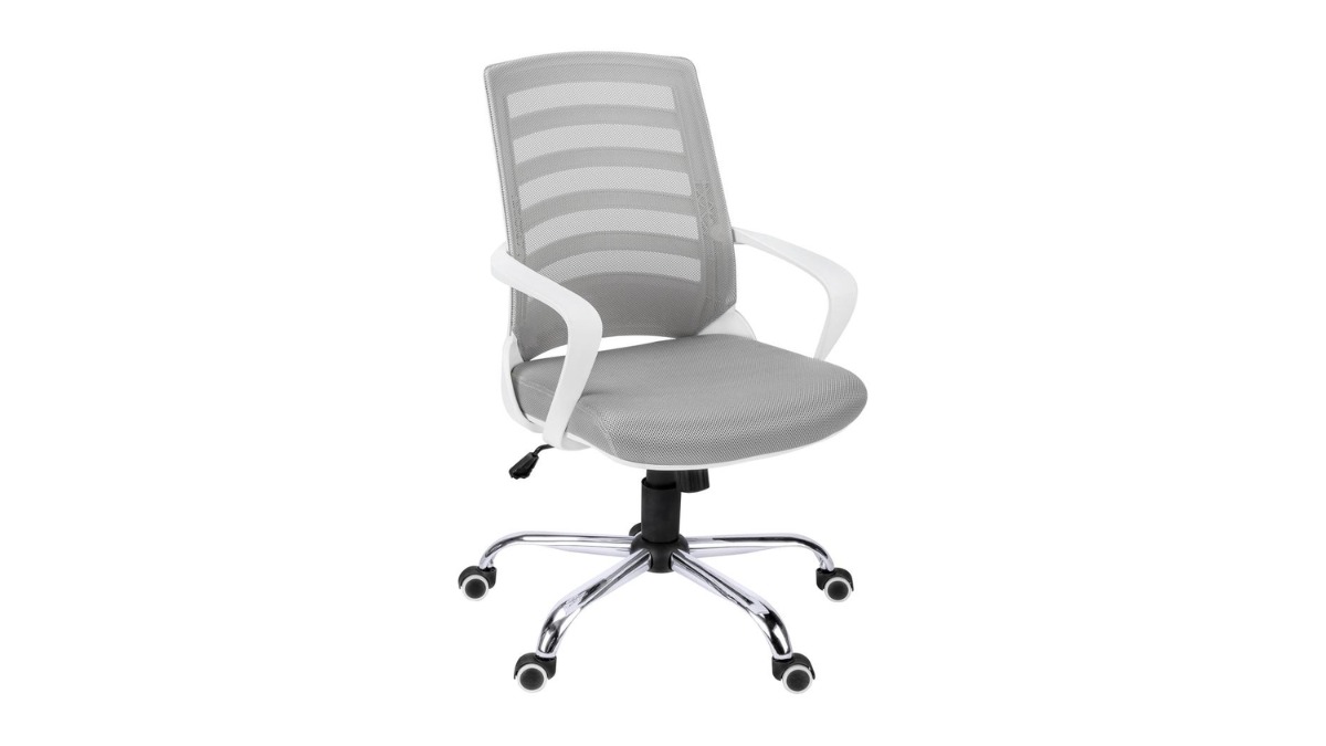 Trio Supply House Office Chair in White and Grey Mesh: MULTI POSITION