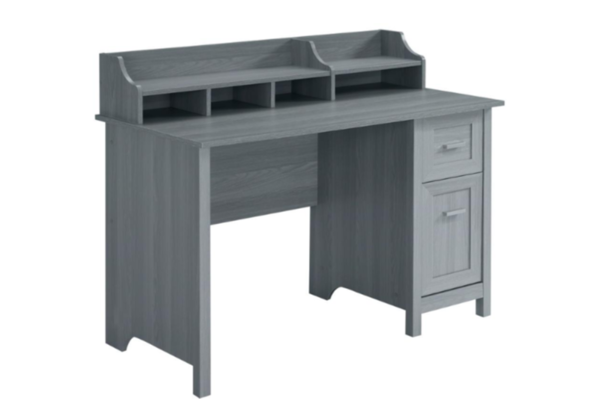 Trio Supply House Classic Office Desk with Storage Grey