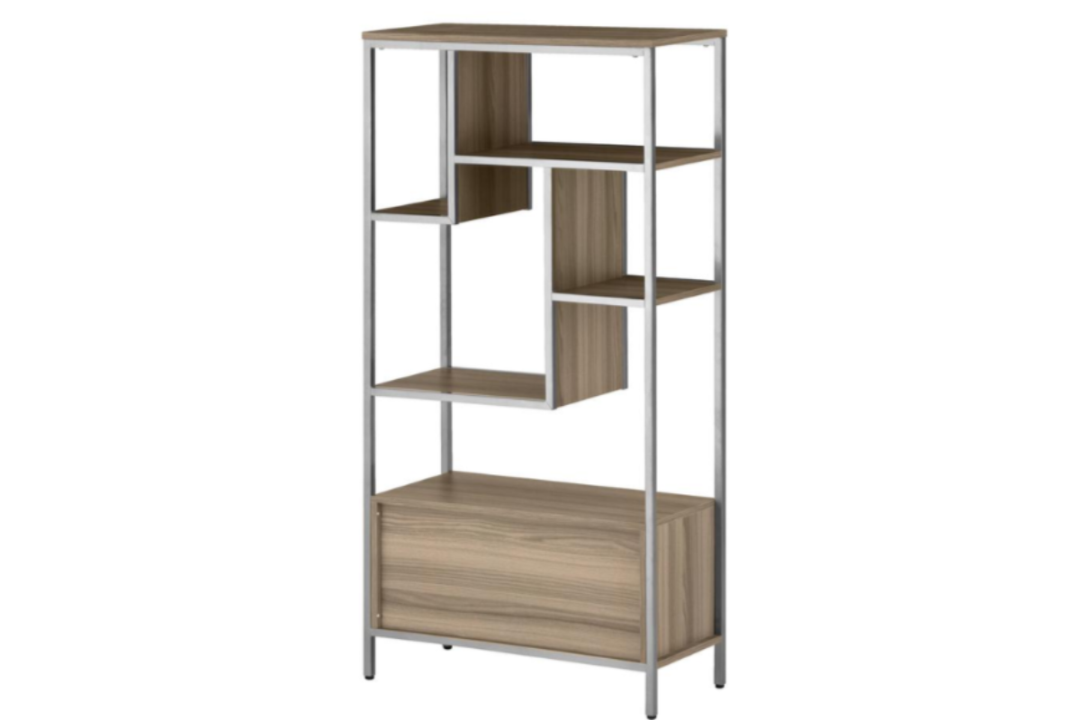 Trio Supply House Oak Storage Office Rack with door cabinet